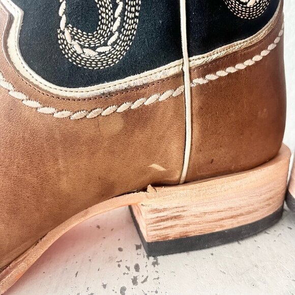 Lane RODEO HOUSTON Mens Cowboy Boots Size 12B Brown Leather Western Blunt Toe - Picture 9 of 13